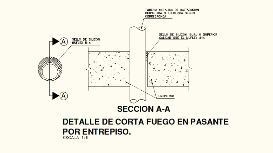 Detail firewalls elevation, plan and section autocad file