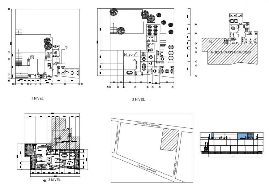 Detail floor plan of co-operate building 2d view autocad file