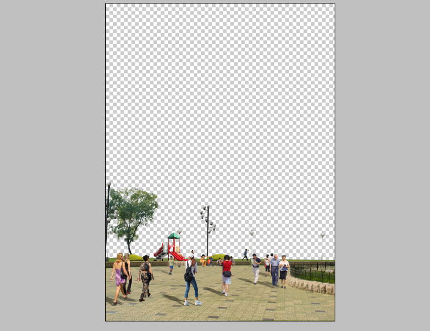 Detail foot path elevation 3d model Photoshop file