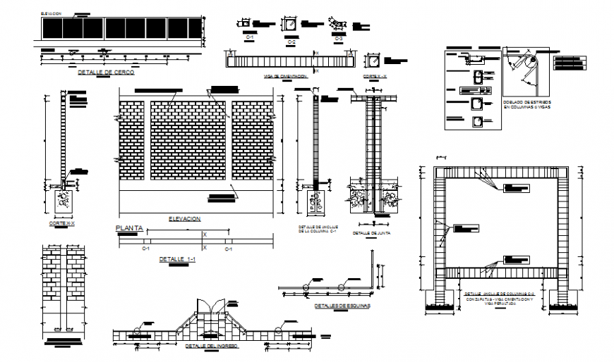 Detail Foundation and beam section plan autocad file