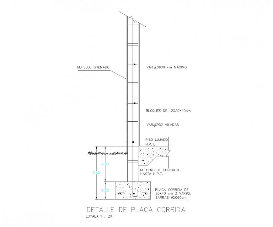 Detail foundation section plan layout file