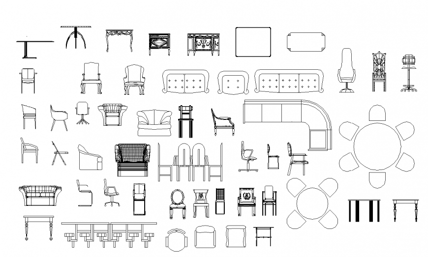 Detail furniture CAD blocks elevation 2d view autocad file