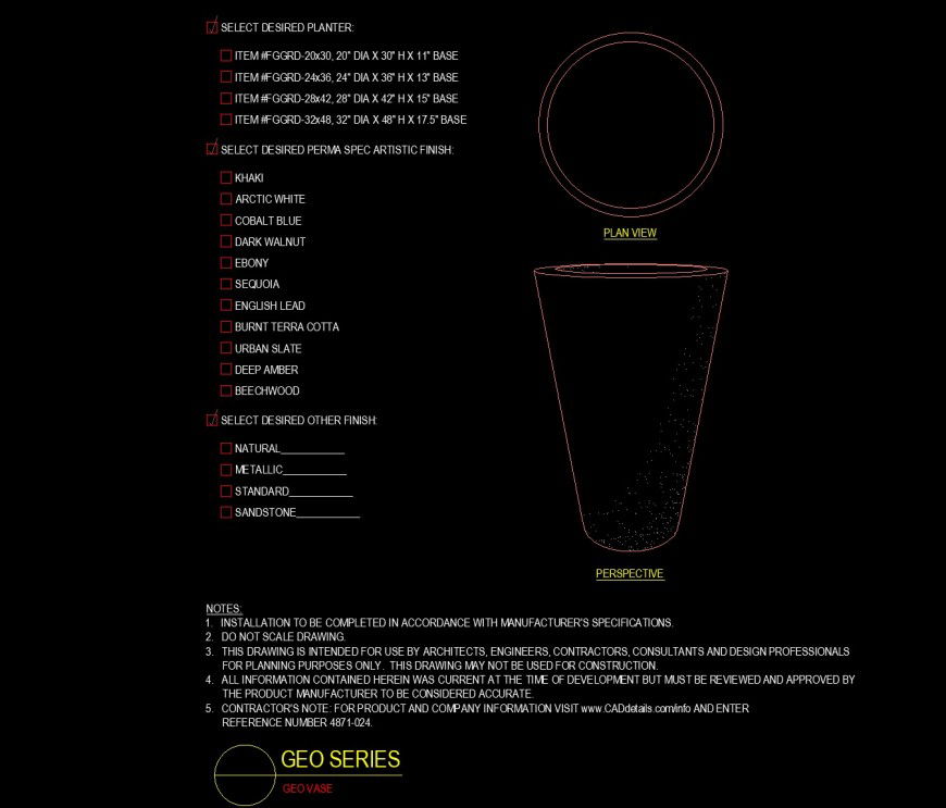 detail Geo series planter drawing in dwg file.