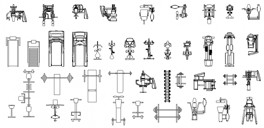 Detail gym equipment list detail autocad file