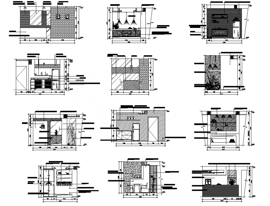Detail hotel elevation and section layout file