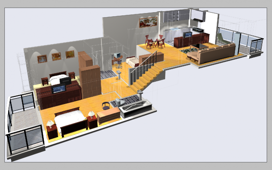 Detail housing building elevation 3d model layout PSD file