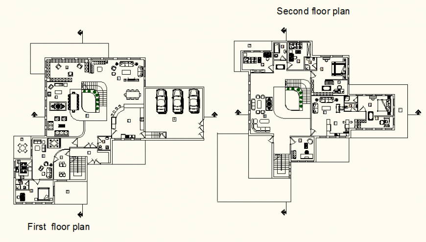 Detail housing building elevation and plan dwg file