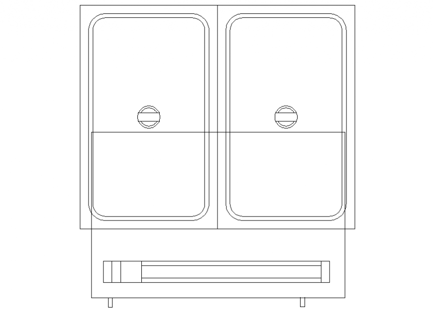 Detail in double sink plan autocad file