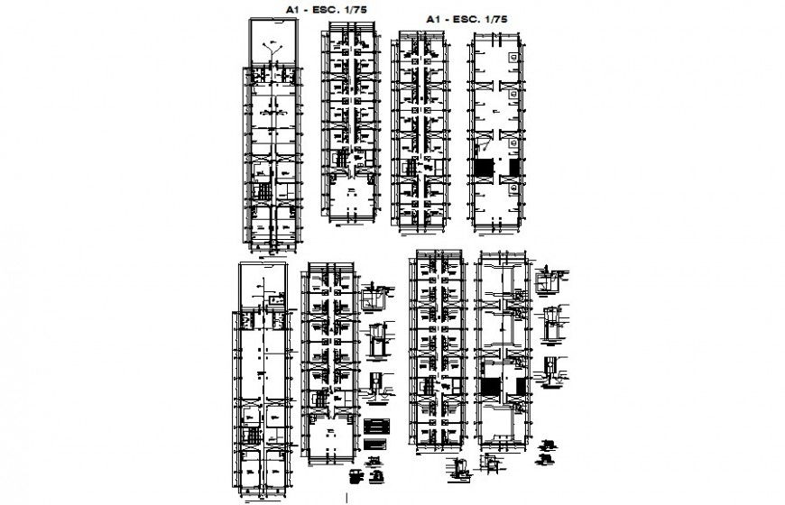 Detail installation of sanitary units 2d view in AutoCAD