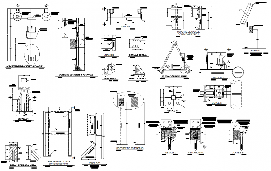 Detail key pad and paging system section autocad file