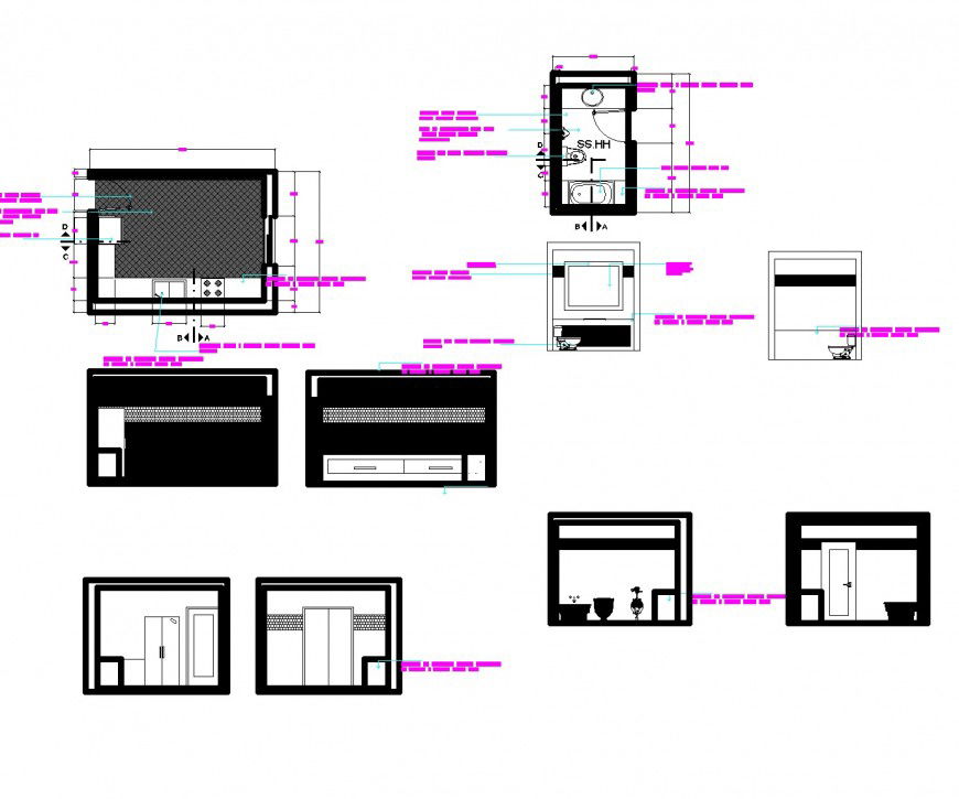 Detail kitchen and bathroom layout file