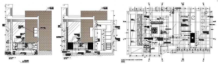 Detail Kitchens & BBQ plan and elevation drawing in dwg file.