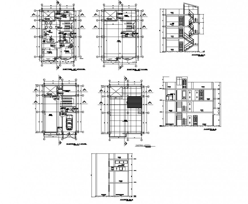 Detail layout plan of building block 2d view autocad file