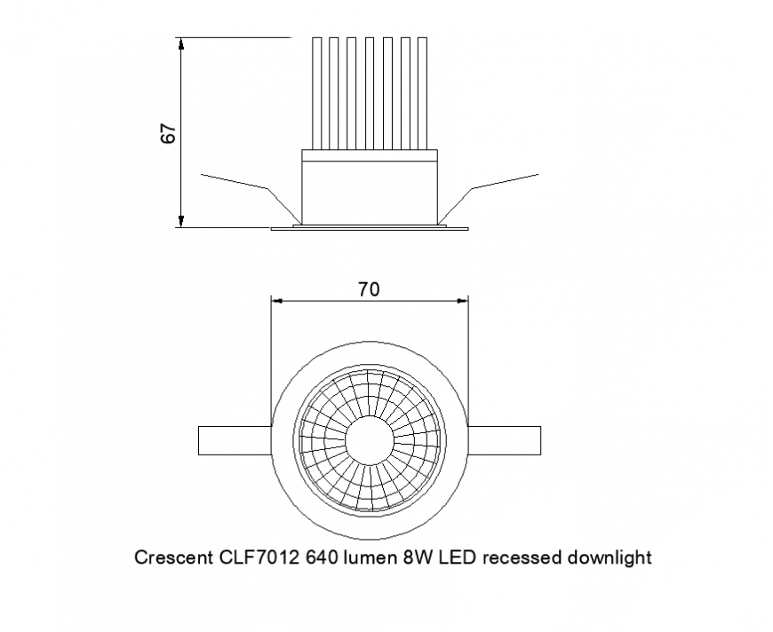 Detail lighting bulb holder elevation and plan 2d view layout file