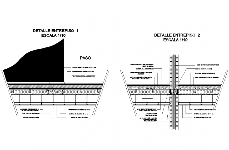 Detail mezzanine loft prestressed concrete slab autocad file