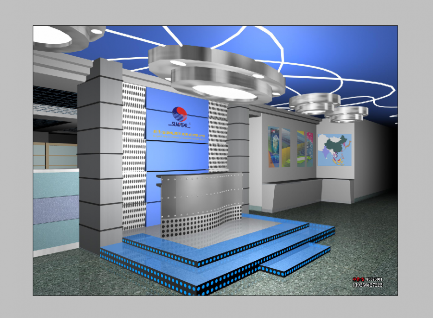 Detail mobile store building elevation 3d model layout Photoshop file