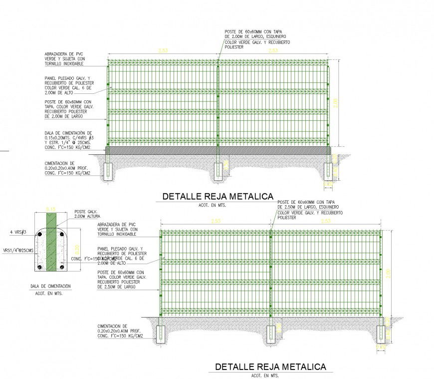 Detail new metallic section plan dwg file