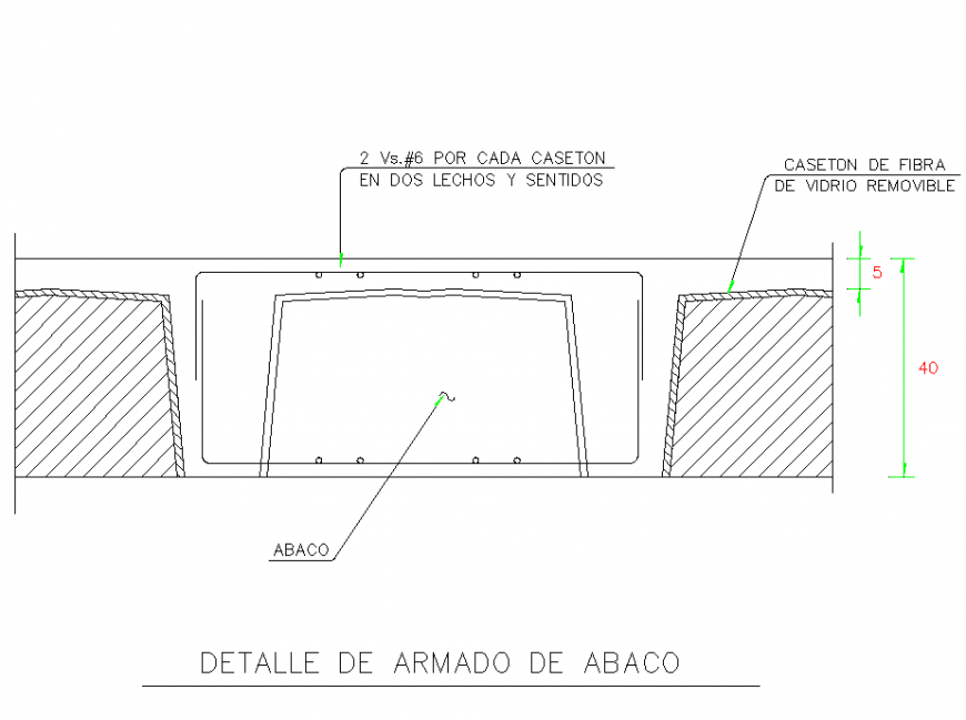 Detail of armed abacus section detail dwg file