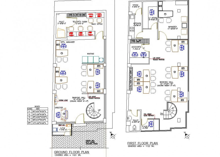 Detail of bank building plan 2d view CAD block layout file in autocad format
