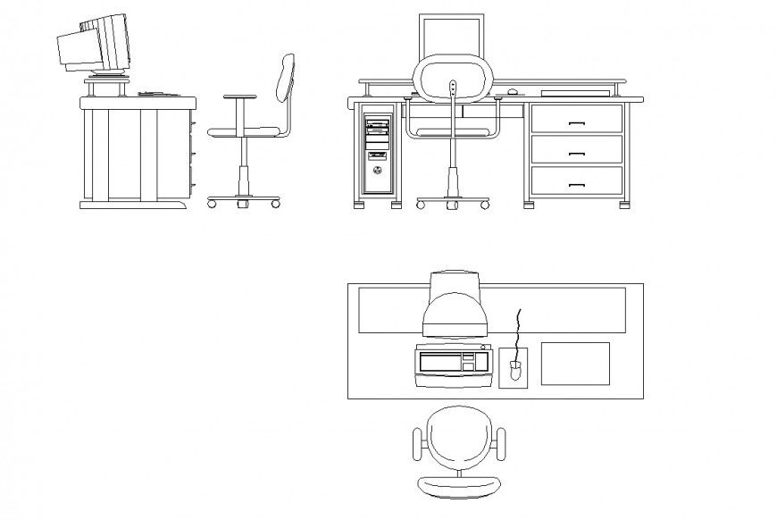 Detail of bank furniture 2d view CAD block layout autocad file