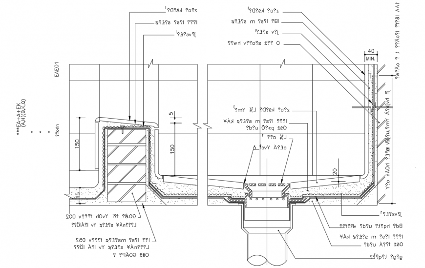 Detail of bath view with bath room area dwg file