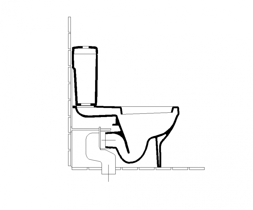 Detail of bathroom design with side view dwg file