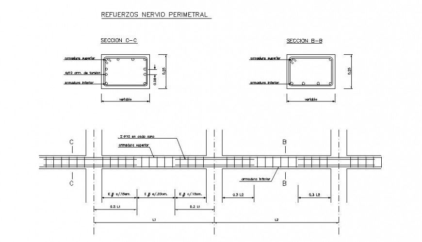 Detail of beam and column section autocad file