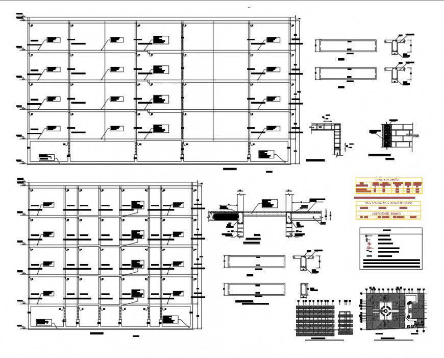 Detail of Beam plan and section plan autocad file
