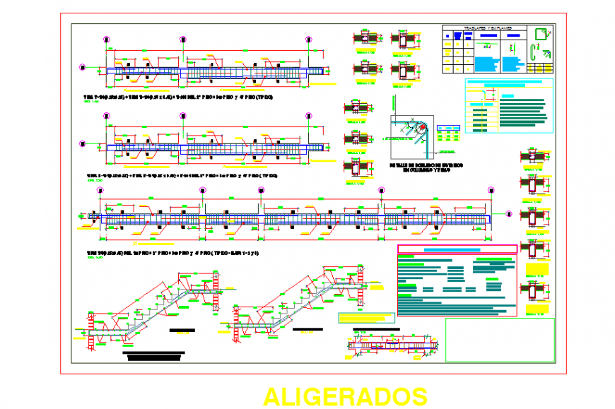 Detail of bending of stairs in columns and beams