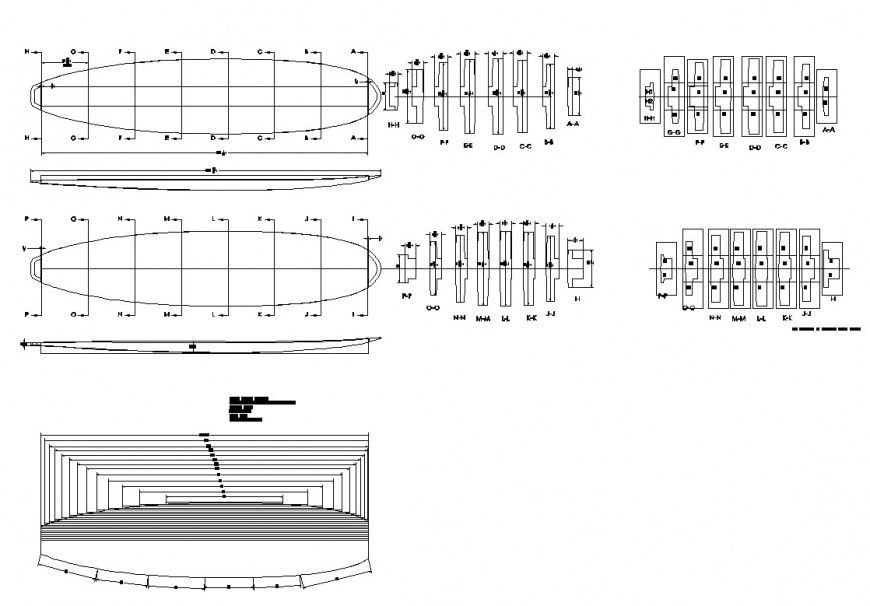 Detail of board structure CAD blocks layout file in autocad format