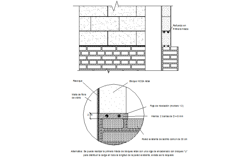 Detail of brick wall to stone elevation layout file