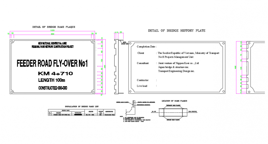Detail of Bridge History Plate drawing