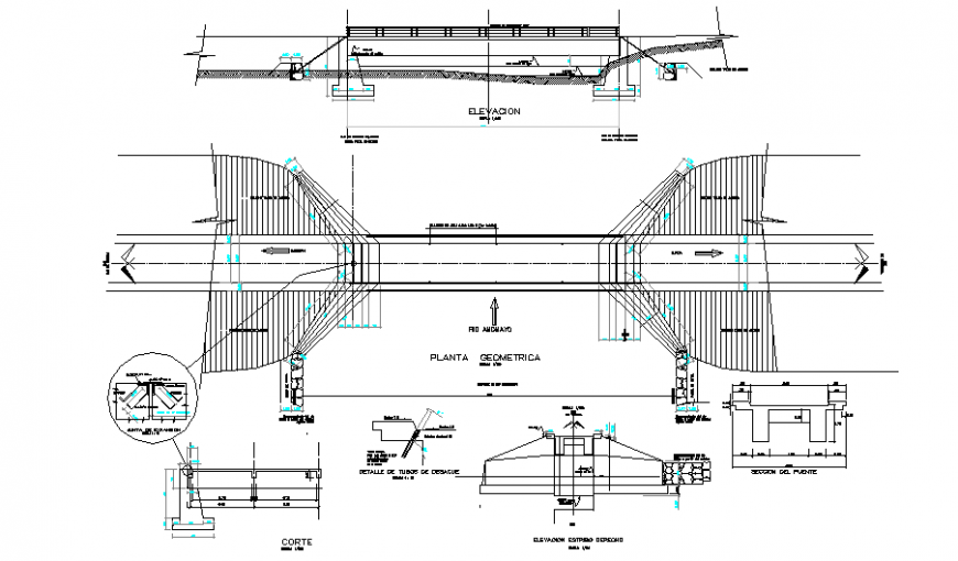 Detail of bridge plan and section dwg file