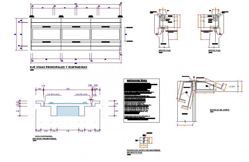 Detail of bridge structure plan and elevation 2d view CAD block layout autocad file