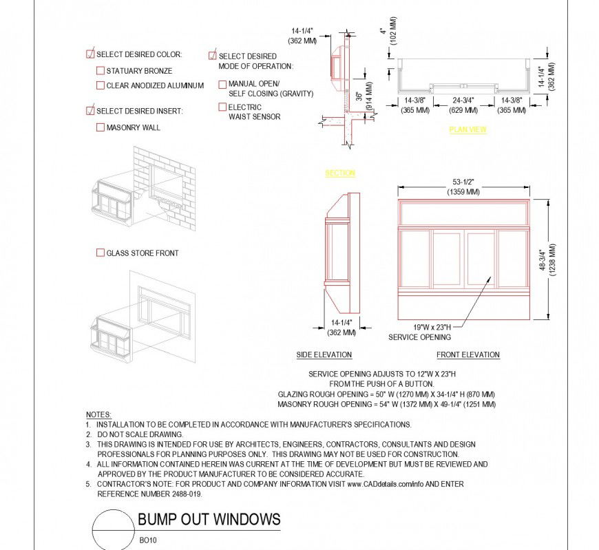 Detail of Bump out window plan dwg file