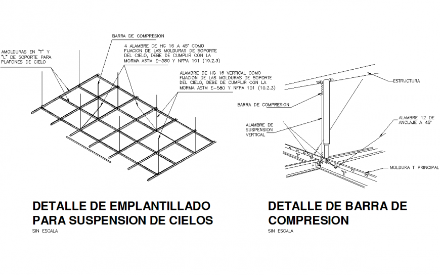 Detail of carving for suspension of skies autocad file
