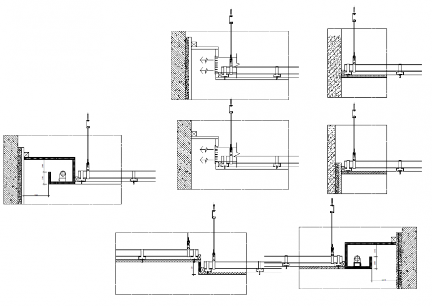 Detail of ceiling hook with trally section autocad file