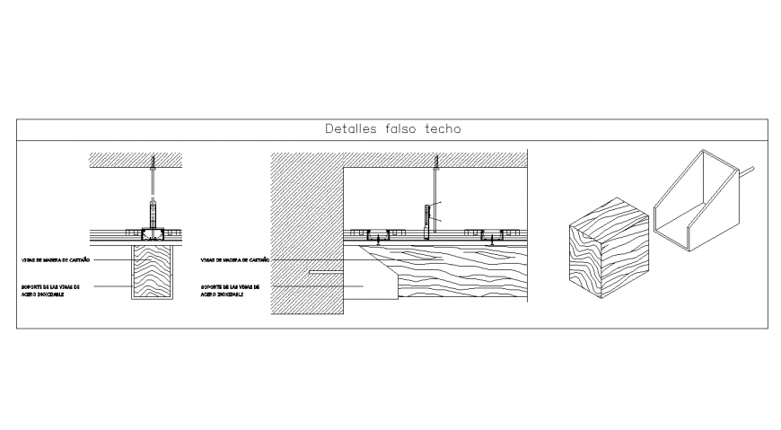 Detail of ceiling with construction design dwg file
