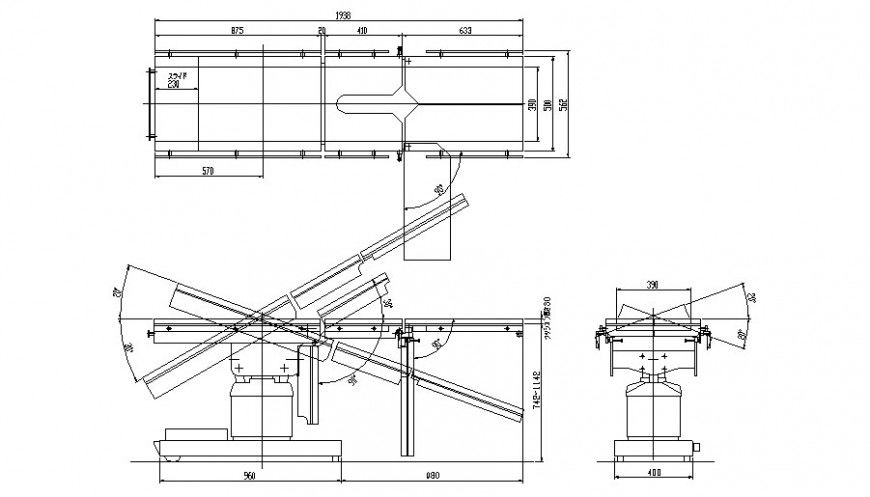 Detail of clinic bed plan, elevation and section autocad file