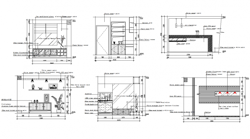 Detail of coffee bar Elevation and section layout file