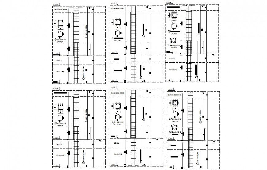 Detail of column structure 2d drawing in autocad