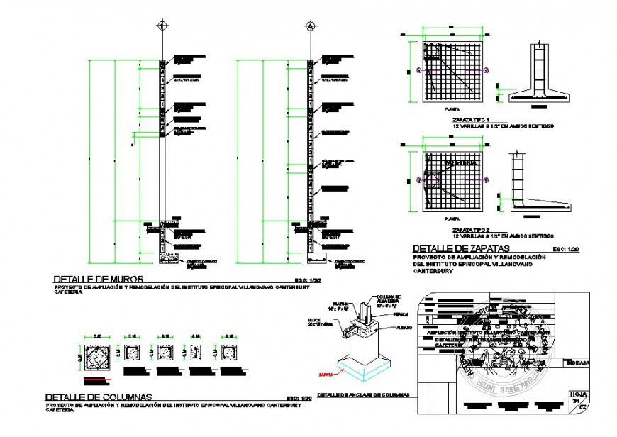 Detail of column structure 2d view CAD block layout file in autocad format
