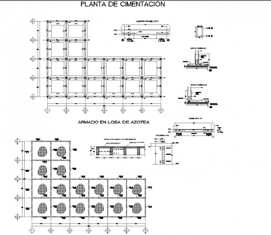 Detail of Concrete building foundation plan layout file