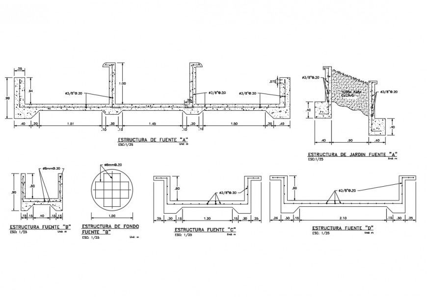Detail of concrete masonry block 2d view CAD construction layout autocad file