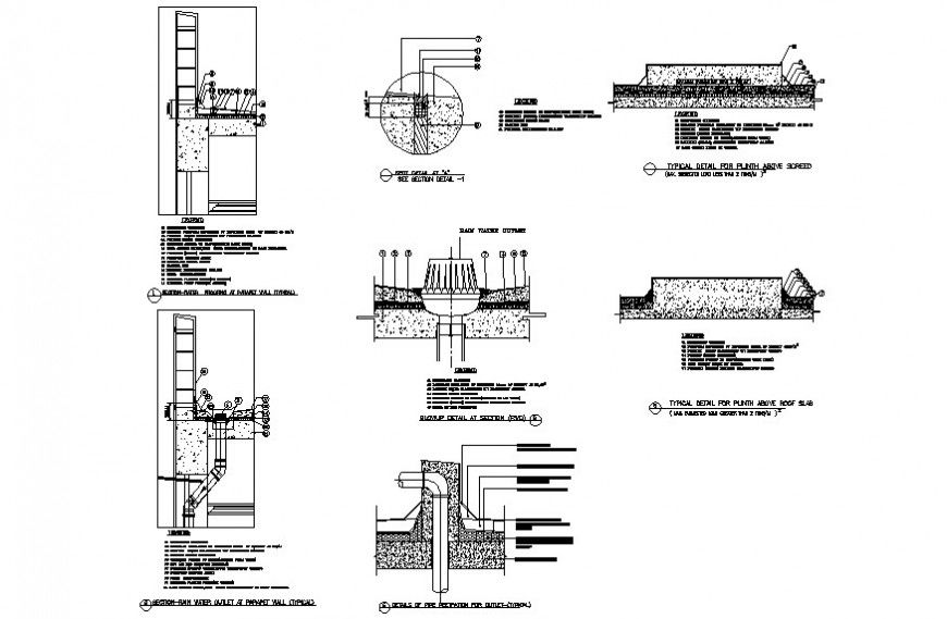 Detail of concrete masonry work drawing in autocad