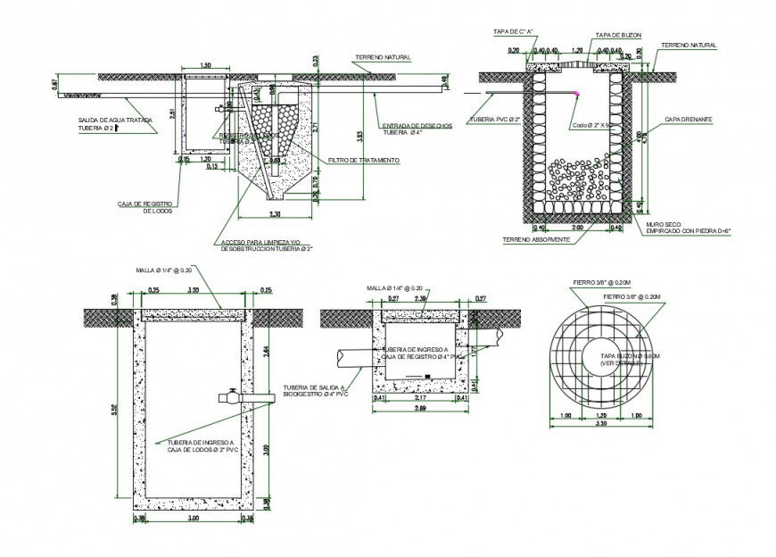 Detail of concrete sewage chamber layout CAD construction unit autocad file