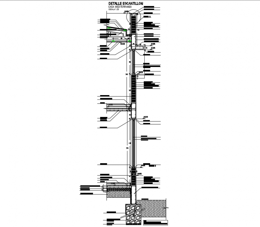 Detail of construction building two levels dwg file