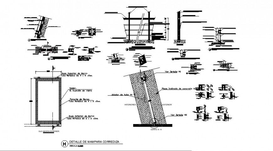 Detail of construction units and concrete work in autocad format