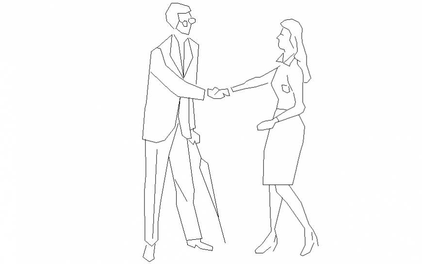 Detail of couple people 2 d layout detail dwg file