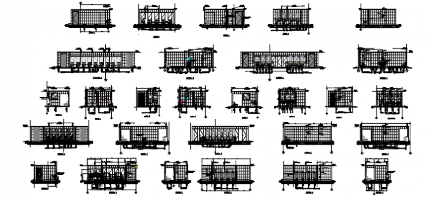 Detail of different elevation of toilet in auto cad file